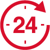 24 hour clock icon red