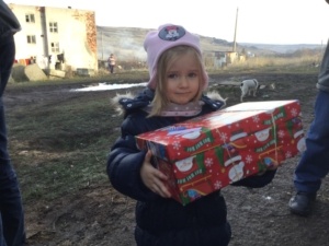 Agency Express Christmas shoebox appeal - Young girl with gift